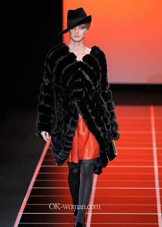 Black fur coat. Giorgio Armani