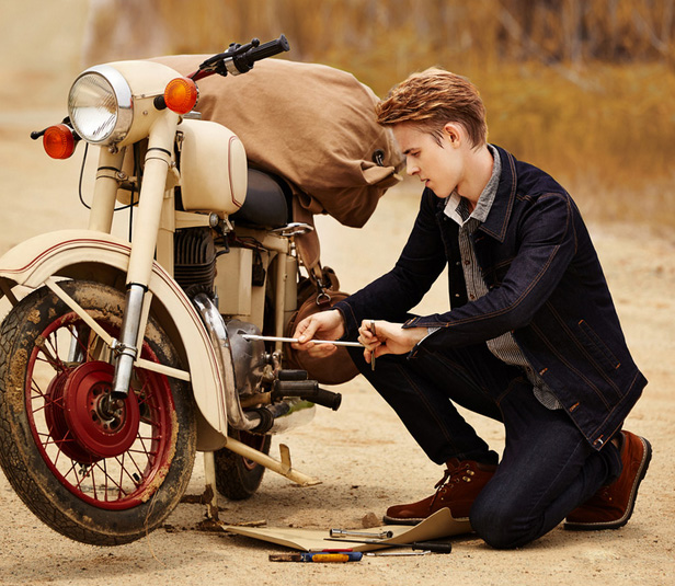 Jeans for Men Man repairing Motorcycle