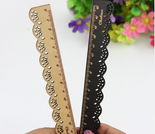 Cute Stationery Lace Brown Wood Ruler Sewing Ruler Office School Accessories