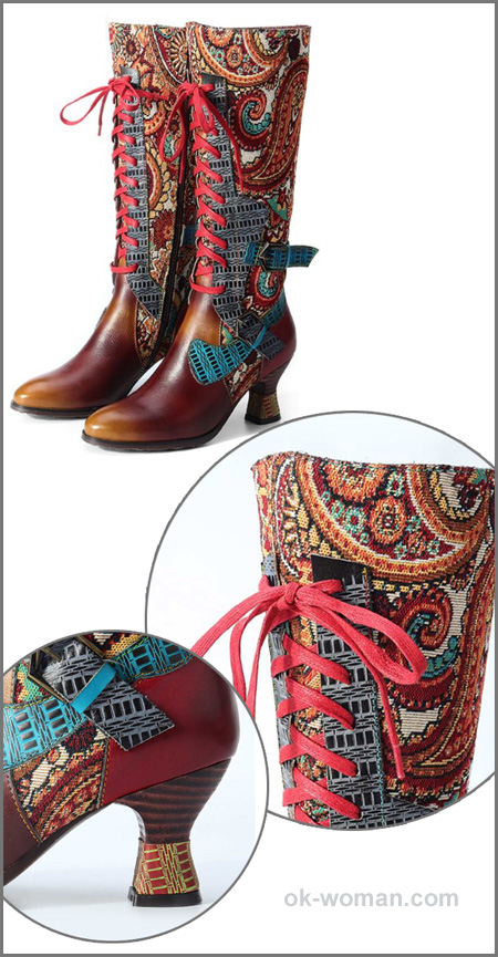 Gorgeous flamboyant vintage boots Multi-Color Vintage Shoes for Women