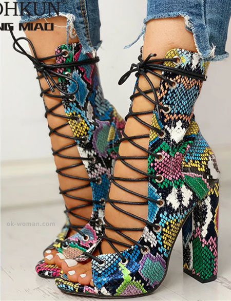 Multicolor High Heel Boots