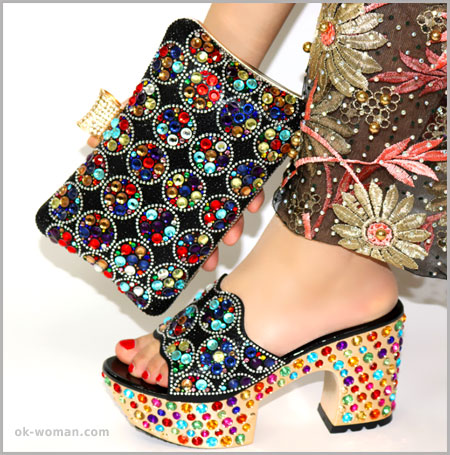 creative colored shoe sparkle diamond