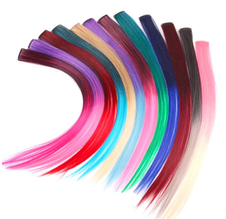 87 Colored Long Straight Ombre Synthetic Hair Extensions Pure Clip In One Piece Strips 20" Hairpiece For Women