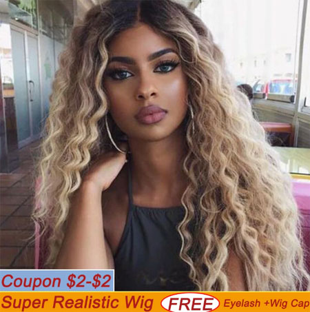 Lace Front Wigs Deep Wave Long Hair Synthetic Lace Front Wig Blonde Brown 9 Colors Available 30Inch Wigs For Women Cosplay