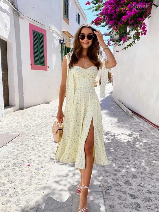 Summer sundress with floral print.
