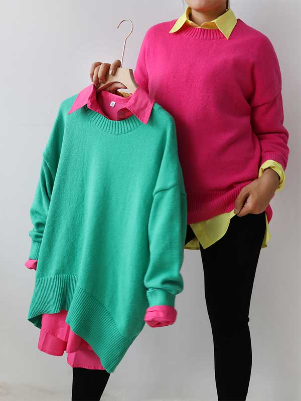 Women's oversized sweater in bright colors for autumn and winter