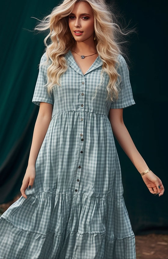 Boho Chic Vibes: Vintage Plaid Midi Dress for Effortlessly Stylish Summer Looks