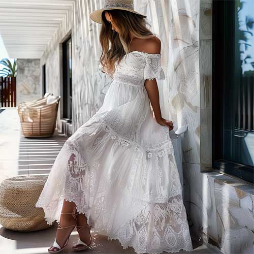 Flowy Maxi Dresses, White dress